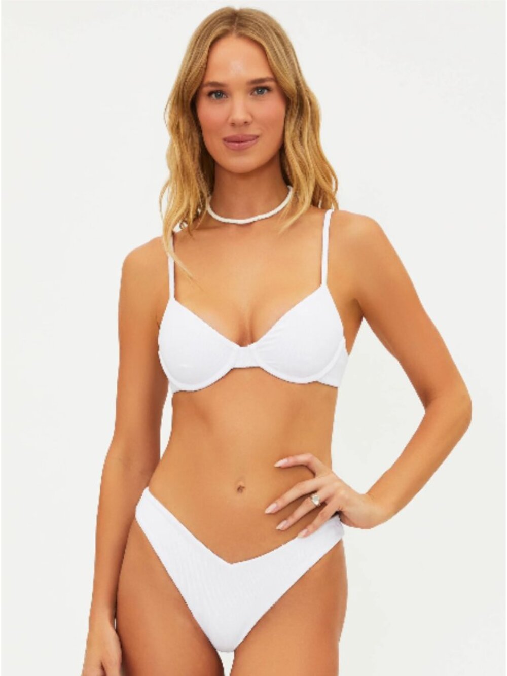 Beach Riot Camilla White Ribbed Underwire Bikini Top Large NWT